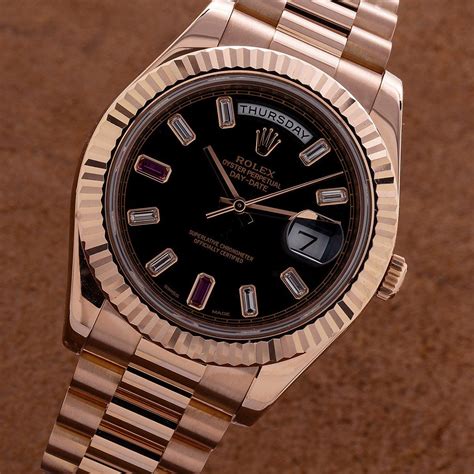 rolex presidential rose gold black face|rose gold presidential Rolex price.